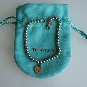 Tiffany & Co. Silver Bead Bracelet with RUBEDO heart  *Authentic!